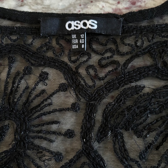 ASOS Womens beaded shear tank top, black 1920's theme, Size 8 - Picture 3 of 5